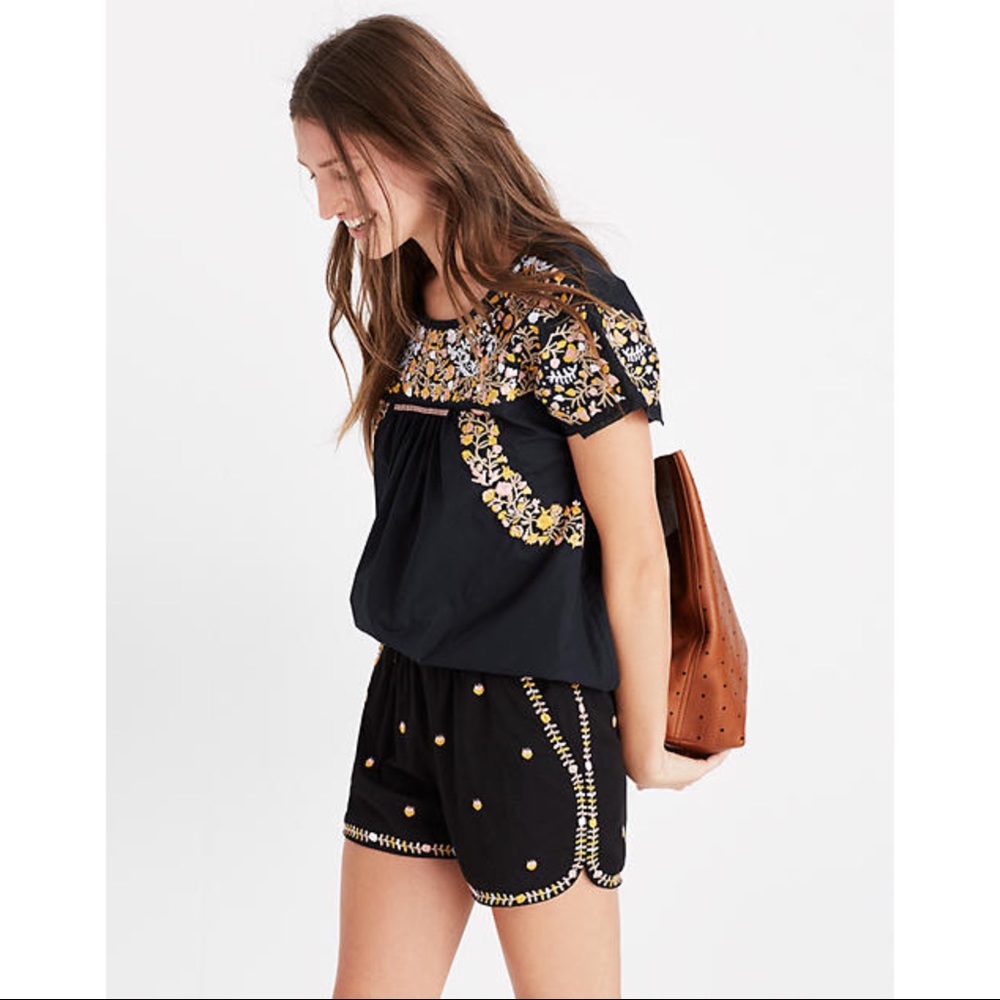 Madewell Embroidered Springtime Pull-On Shorts XS